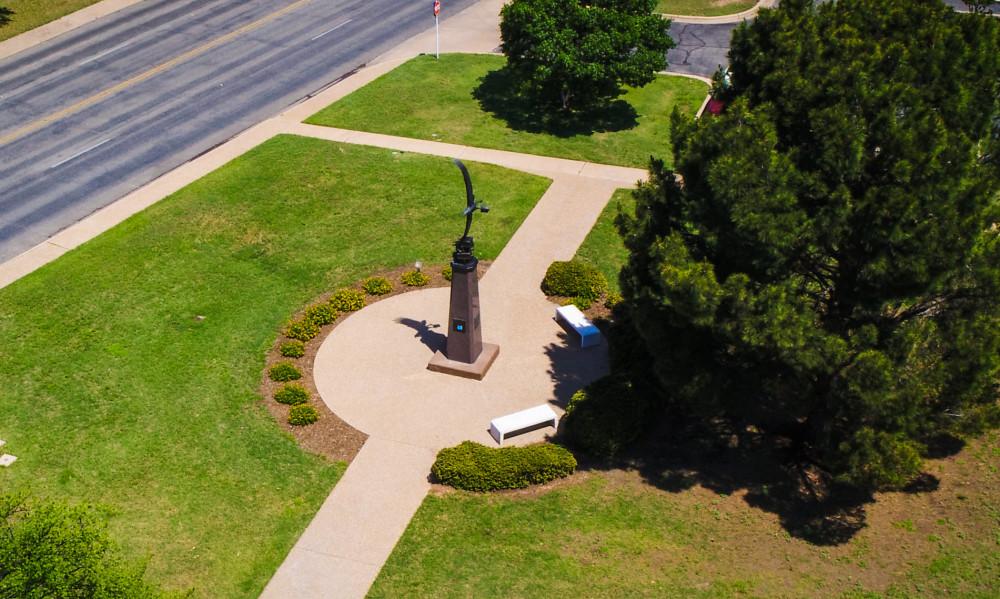 Aerial shot of eagle statue
